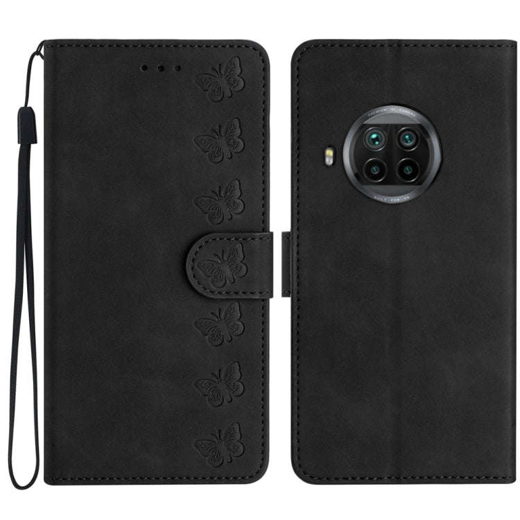 Seven Butterflies Embossed Leather Phone Case, For Xiaomi Redmi Note 9 5G / Note 9T, For Xiaomi M...