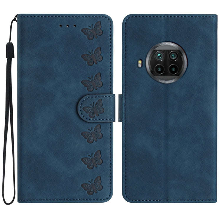 Seven Butterflies Embossed Leather Phone Case, For Xiaomi Redmi Note 9 5G / Note 9T, For Xiaomi M...