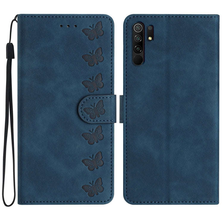 Seven Butterflies Embossed Leather Phone Case, For Xiaomi Redmi Note 9 5G / Note 9T, For Xiaomi M...