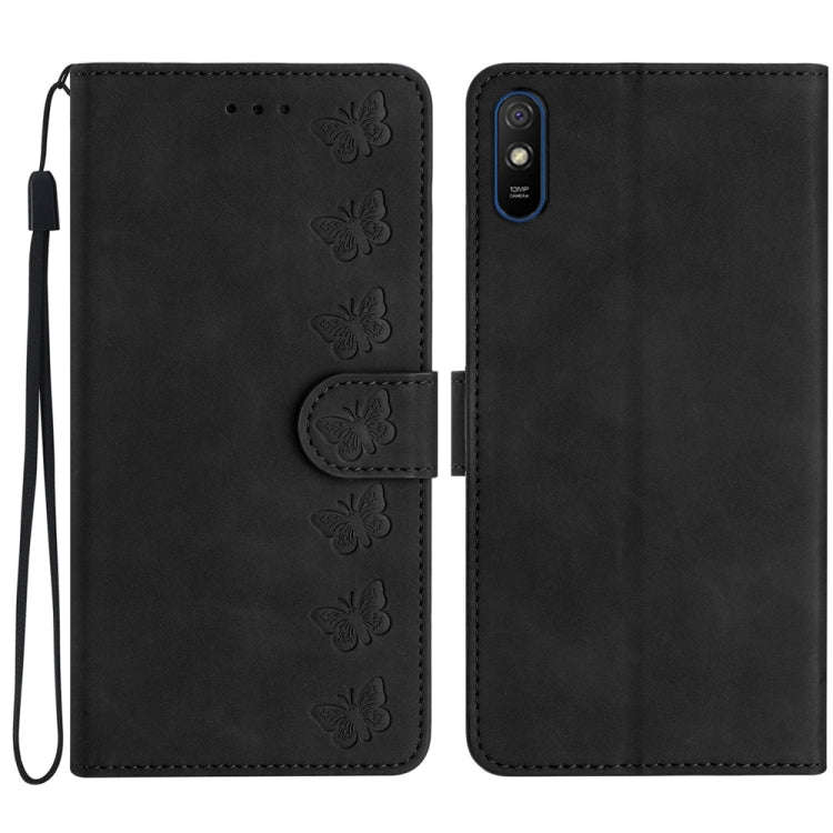 Seven Butterflies Embossed Leather Phone Case, For Xiaomi Redmi Note 9 5G / Note 9T, For Xiaomi M...
