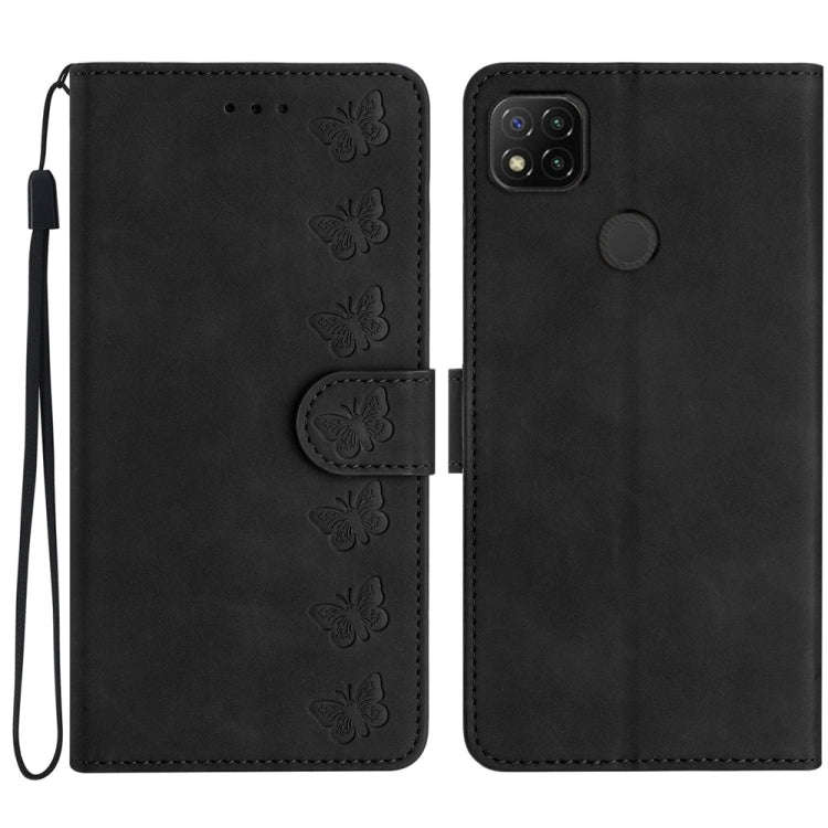 Seven Butterflies Embossed Leather Phone Case, For Xiaomi Redmi Note 9 5G / Note 9T, For Xiaomi M...