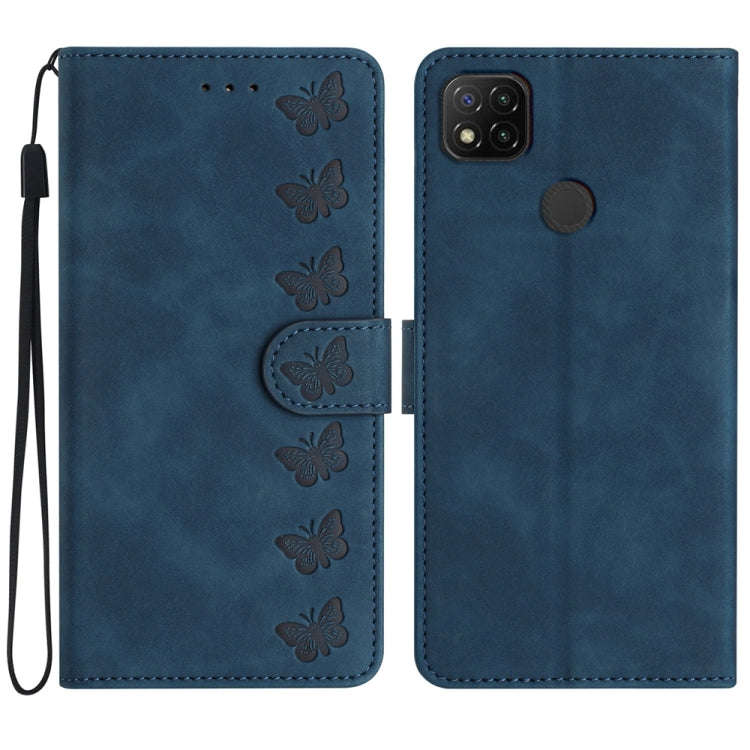 Seven Butterflies Embossed Leather Phone Case, For Xiaomi Redmi Note 9 5G / Note 9T, For Xiaomi M...