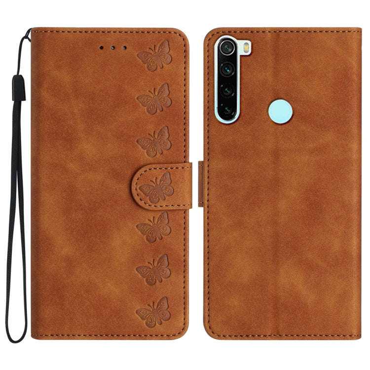 Seven Butterflies Embossed Leather Phone Case, For Xiaomi Redmi Note 9 5G / Note 9T, For Xiaomi M...