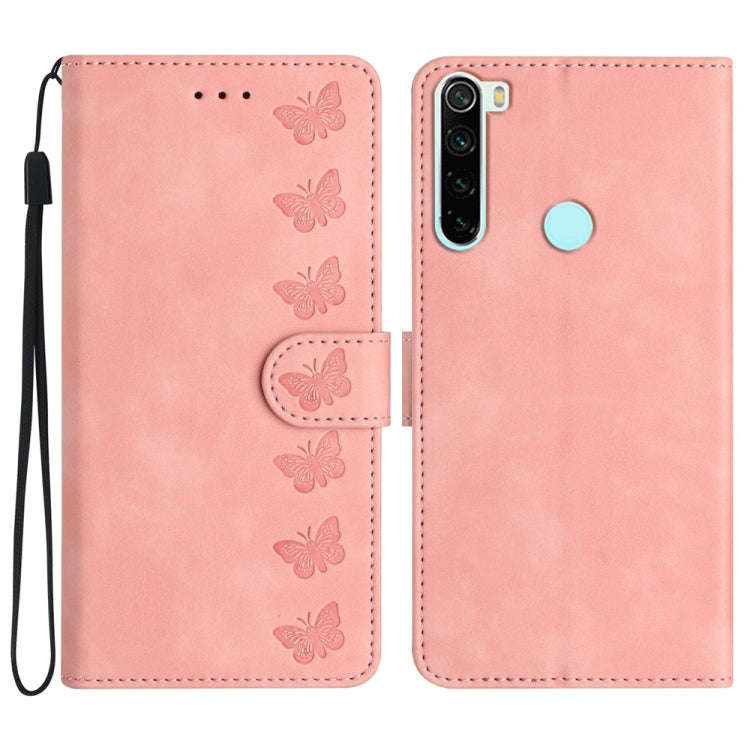 Seven Butterflies Embossed Leather Phone Case, For Xiaomi Redmi Note 9 5G / Note 9T, For Xiaomi M...