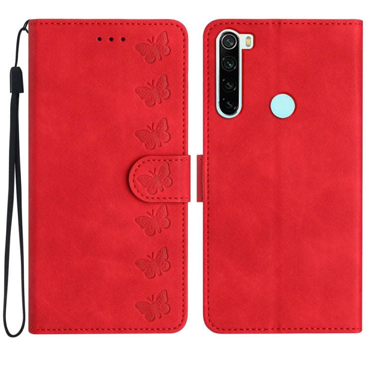 Seven Butterflies Embossed Leather Phone Case, For Xiaomi Redmi Note 9 5G / Note 9T, For Xiaomi M...