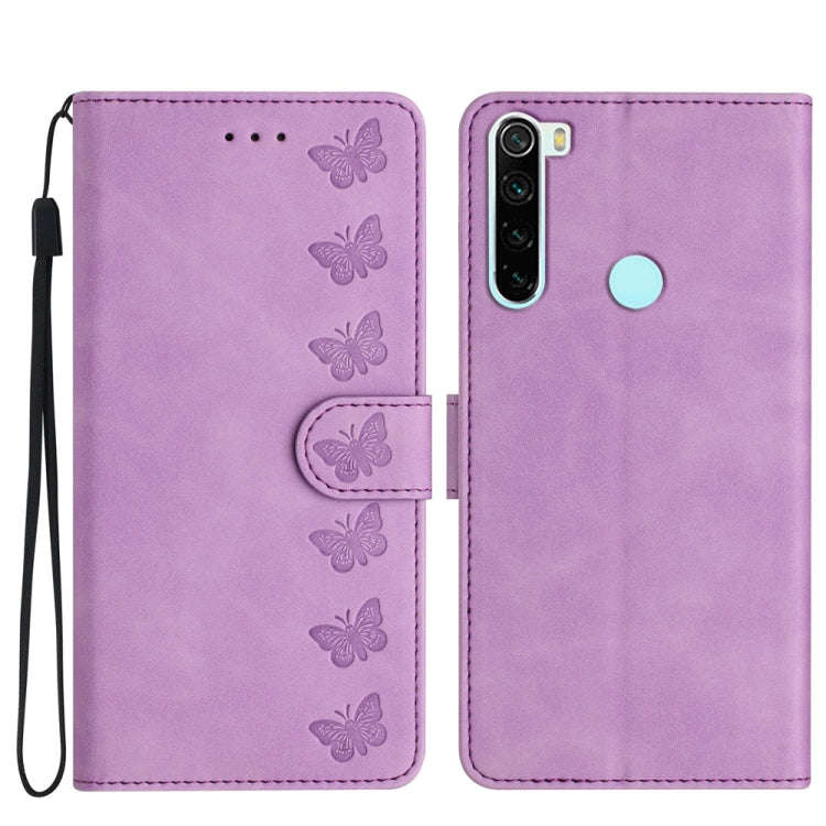 Seven Butterflies Embossed Leather Phone Case, For Xiaomi Redmi Note 9 5G / Note 9T, For Xiaomi M...