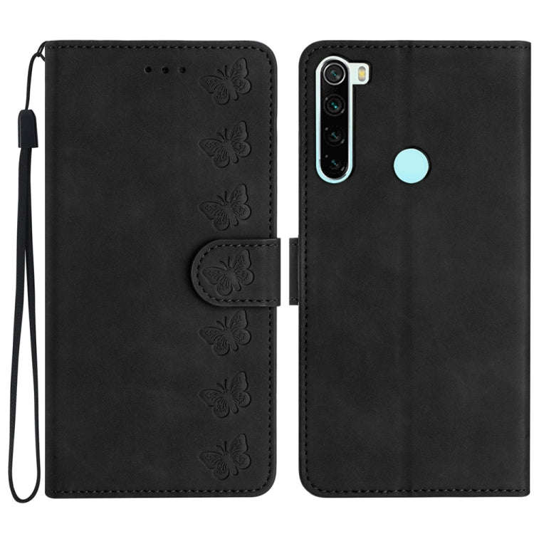 Seven Butterflies Embossed Leather Phone Case, For Xiaomi Redmi Note 9 5G / Note 9T, For Xiaomi M...