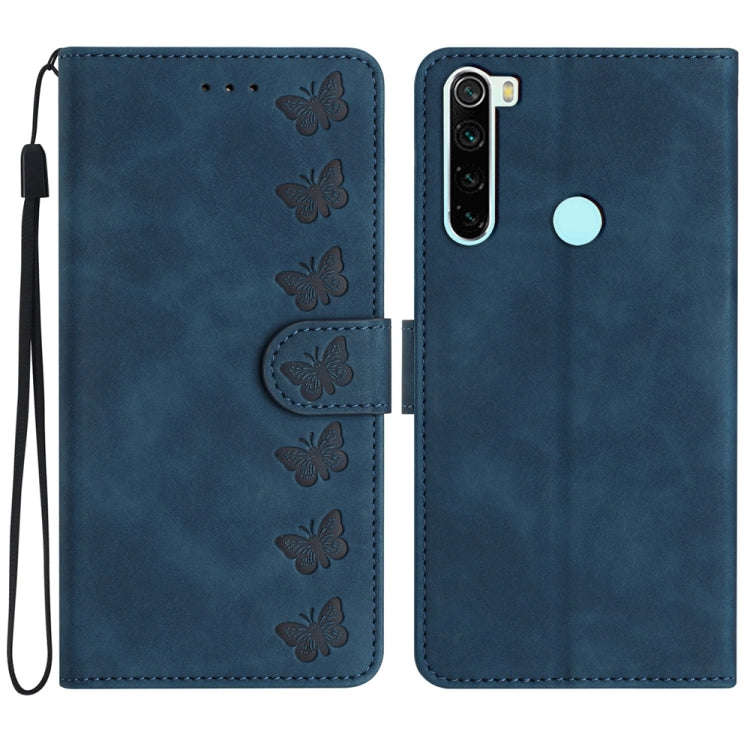 Seven Butterflies Embossed Leather Phone Case, For Xiaomi Redmi Note 9 5G / Note 9T, For Xiaomi M...
