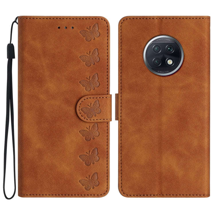 Seven Butterflies Embossed Leather Phone Case, For Xiaomi Redmi Note 9 5G / Note 9T, For Xiaomi M...
