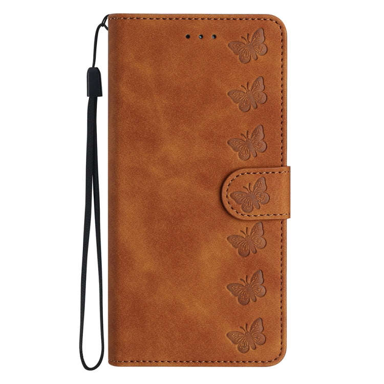 Seven Butterflies Embossed Leather Phone Case, For Xiaomi Redmi Note 9 5G / Note 9T, For Xiaomi M...