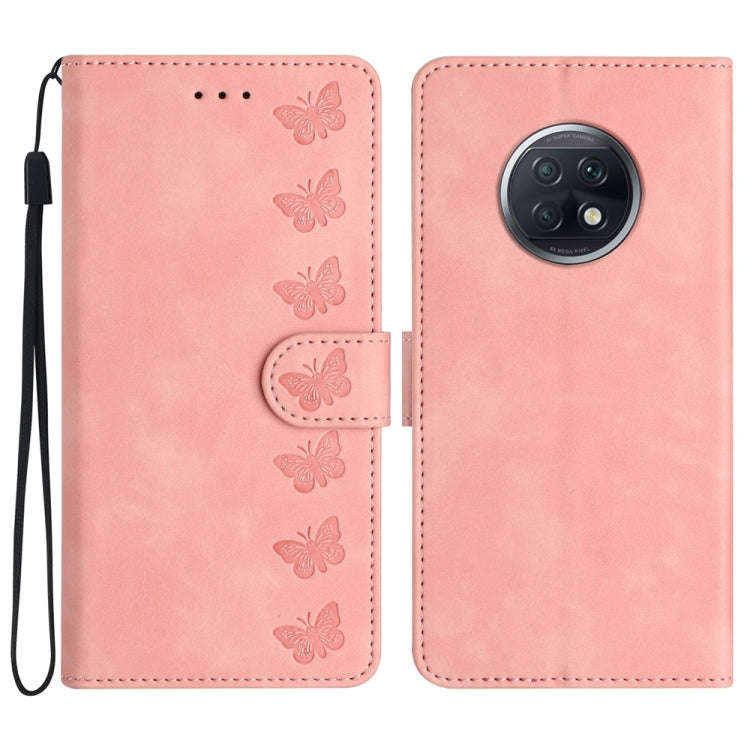 Seven Butterflies Embossed Leather Phone Case, For Xiaomi Redmi Note 9 5G / Note 9T, For Xiaomi M...