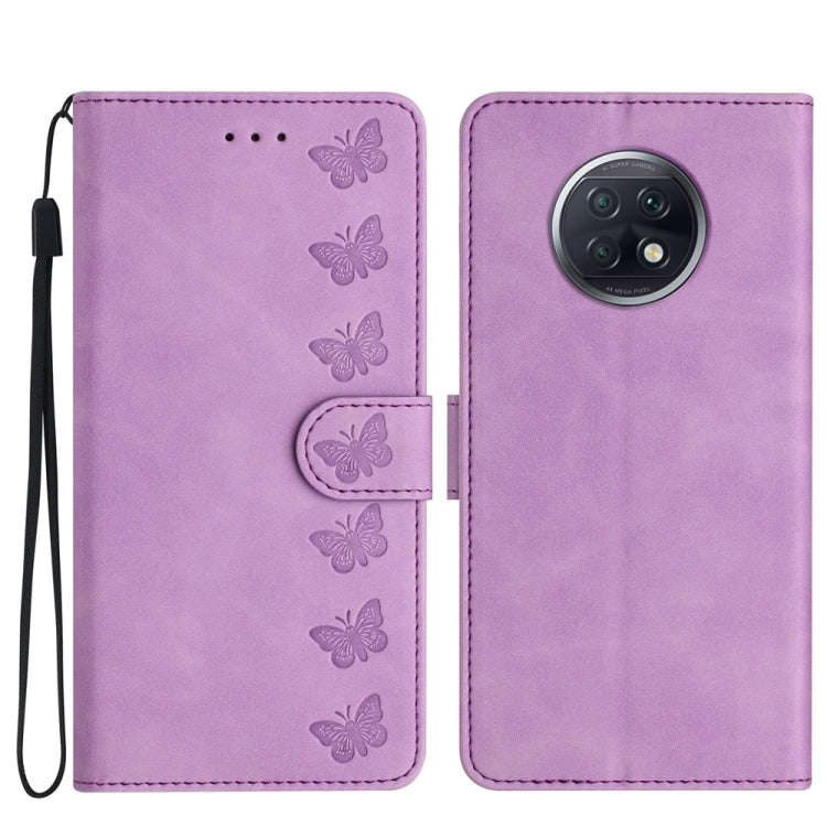 Seven Butterflies Embossed Leather Phone Case, For Xiaomi Redmi Note 9 5G / Note 9T, For Xiaomi M...