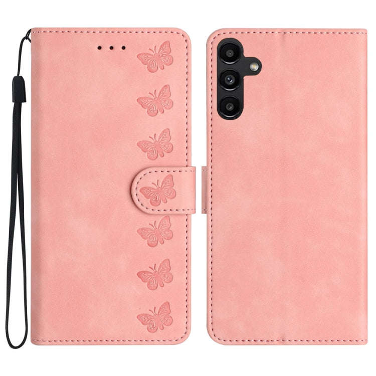 Seven Butterflies Embossed Leather Phone Case, For Samsung Galaxy A13 5G, For Samsung Galaxy A14 ...