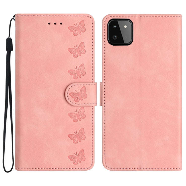 Seven Butterflies Embossed Leather Phone Case, For Samsung Galaxy A22 5G, For Samsung Galaxy A23 ...