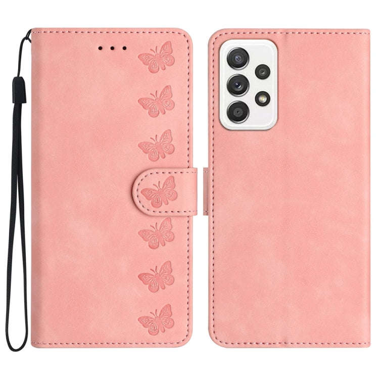 Seven Butterflies Embossed Leather Phone Case, For Samsung Galaxy A22 5G, For Samsung Galaxy A23 ...