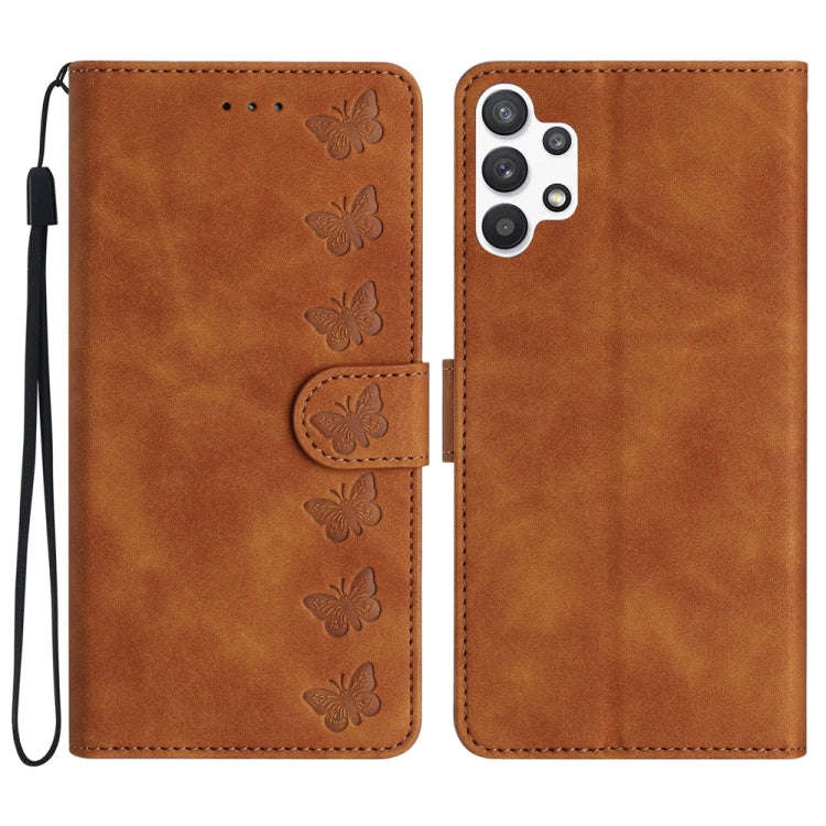 Seven Butterflies Embossed Leather Phone Case, For Samsung Galaxy A22 5G, For Samsung Galaxy A23 ...
