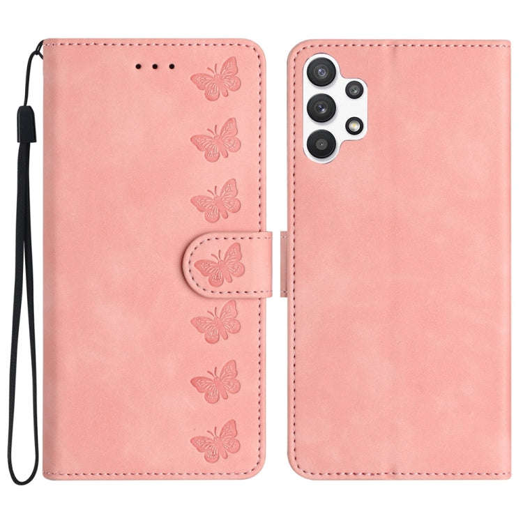 Seven Butterflies Embossed Leather Phone Case, For Samsung Galaxy A22 5G, For Samsung Galaxy A23 ...