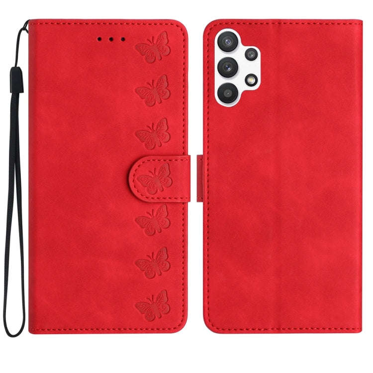 Seven Butterflies Embossed Leather Phone Case, For Samsung Galaxy A22 5G, For Samsung Galaxy A23 ...