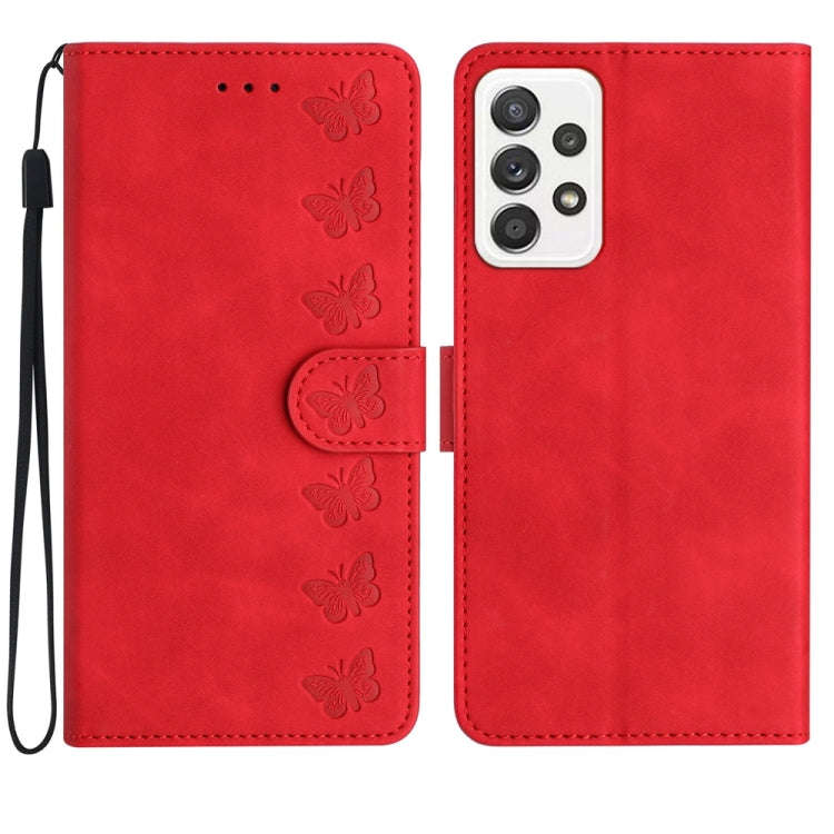 Seven Butterflies Embossed Leather Phone Case, For Samsung Galaxy A22 5G, For Samsung Galaxy A23 ...