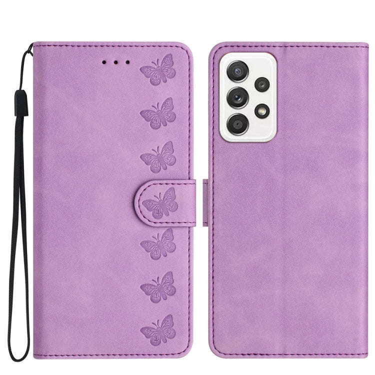 Seven Butterflies Embossed Leather Phone Case, For Samsung Galaxy A22 5G, For Samsung Galaxy A23 ...