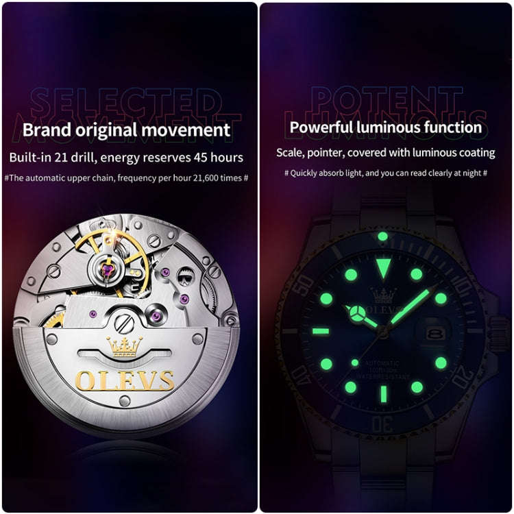 OLEVS 6650 Men Luminous Waterproof Mechanical Watch
