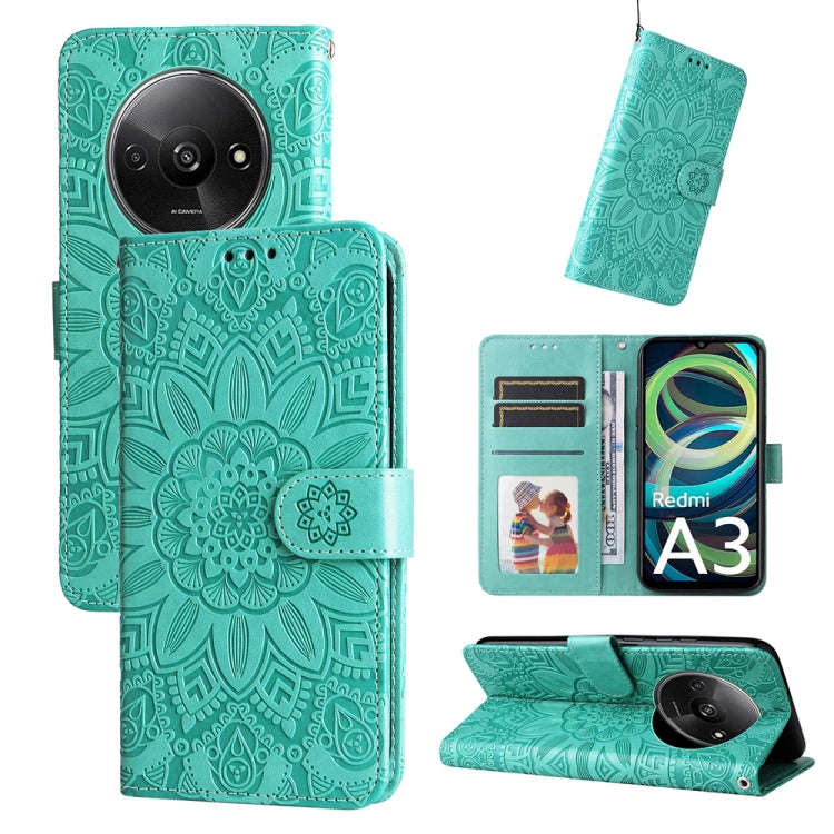 Embossed Sunflower Leather Phone Case, For Xiaomi Redmi A3, For Xiaomi Redmi Note13 Pro 4G Global...