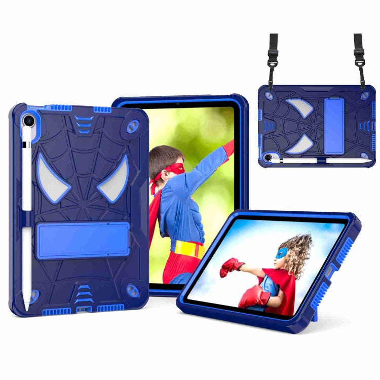 Spider Texture Silicone Hybrid PC Tablet Case with Shoulder Strap, For iPad 10th Gen 10.9 2022, F...