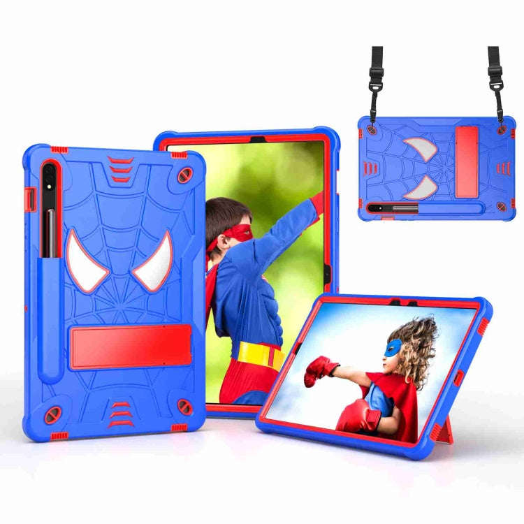 Spider Texture Silicone Hybrid PC Tablet Case with Shoulder Strap, For Samsung Galaxy Tab S7 FE /...