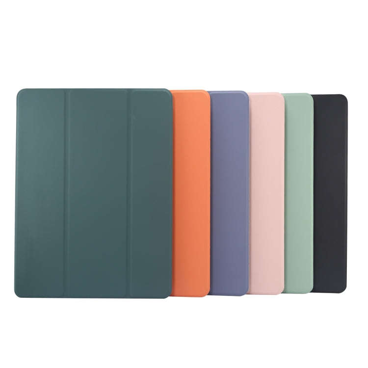 3-folding Electric Pressed Skin Texture Horizontal Flip Shockproof Transparent TPU + PU Leather C...