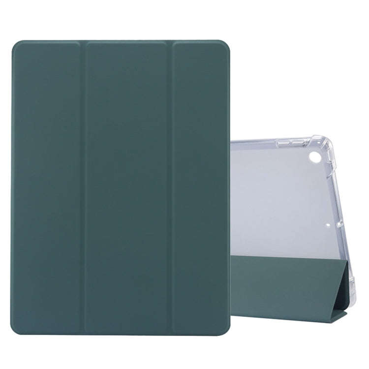 3-folding Electric Pressed Skin Texture Horizontal Flip Shockproof Transparent TPU + PU Leather C...