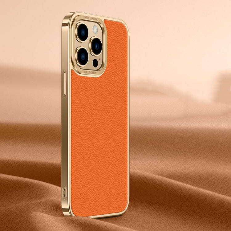 Litchi Texture Genuine Leather Phone Case, For iPhone 14 / 13, For iPhone 14 Pro, For iPhone 14 P...
