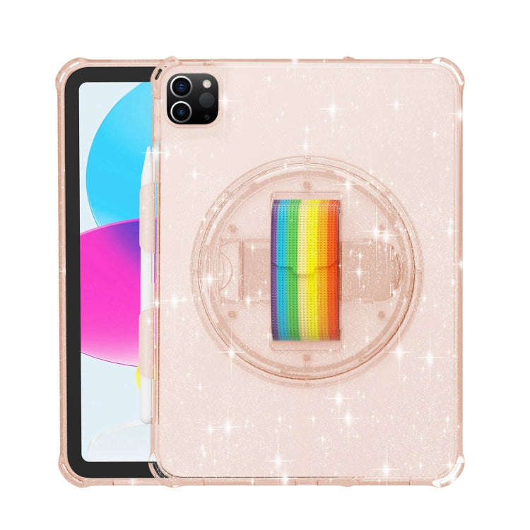 Terminator Shockproof Glitter Powder Tablet Case with Grip Strap, For iPad Pro 11 2022 / 2021, Fo...