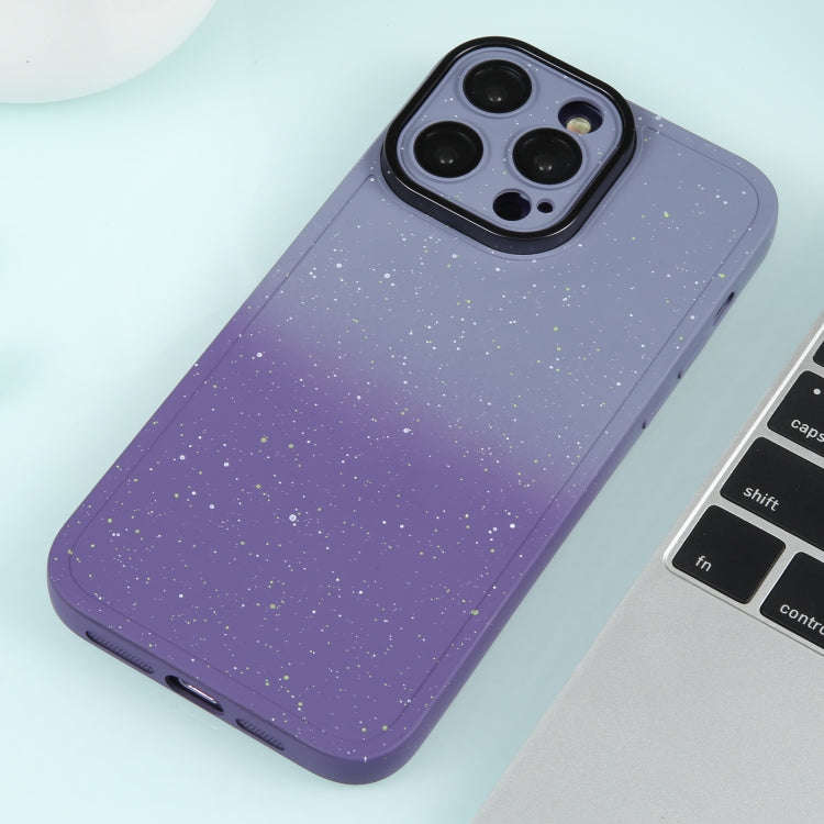 Gradient Starry Silicone Phone Case with Lens Film, For iPhone 14 Plus, For iPhone 15 Pro Max, Fo...