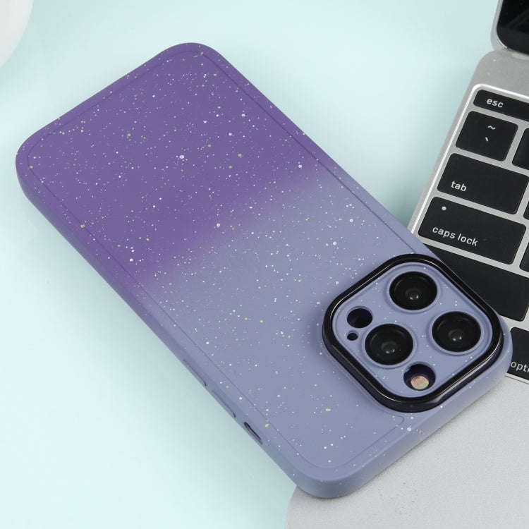 Gradient Starry Silicone Phone Case with Lens Film, For iPhone 14 Plus, For iPhone 15 Pro Max, Fo...
