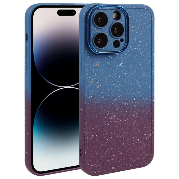 Gradient Starry Silicone Phone Case with Lens Film, For iPhone 14 Plus, For iPhone 15 Pro Max, Fo...