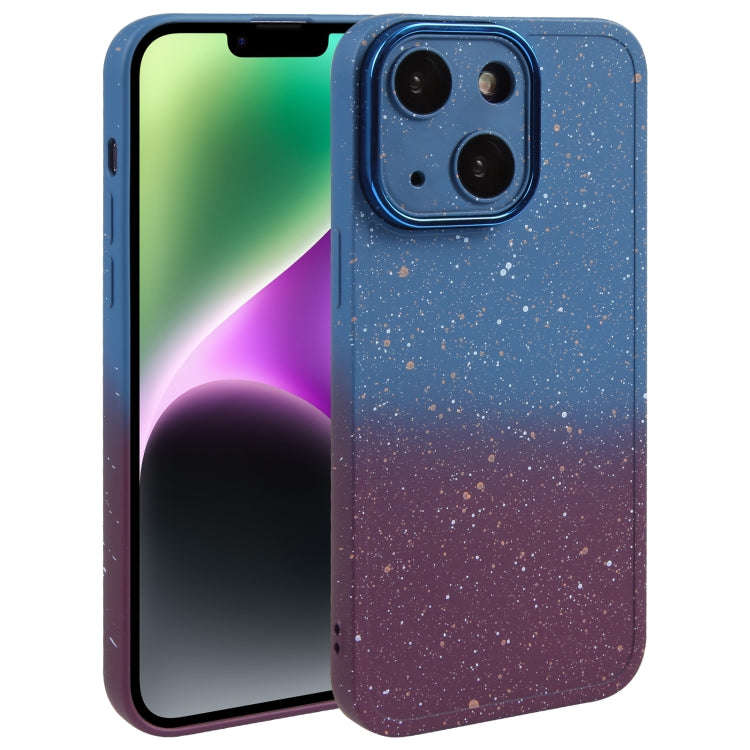 Gradient Starry Silicone Phone Case with Lens Film, For iPhone 14 Plus, For iPhone 15 Pro Max, Fo...