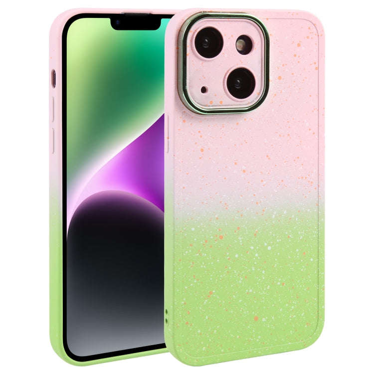 Gradient Starry Silicone Phone Case with Lens Film, For iPhone 14 Plus, For iPhone 15 Pro Max, Fo...