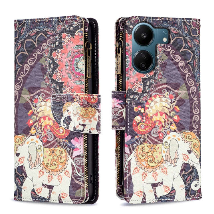 Colored Drawing Pattern Zipper Leather Phone Case, For Xiaomi Redmi Note 13 Pro 4G Global, For Xi...