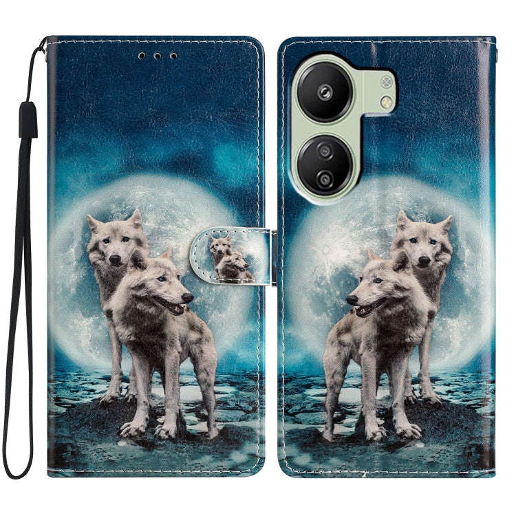Colored Drawing Leather Phone Case, For Xiaomi Redmi 13C, For Xiaomi Redmi 12C, For Xiaomi Redmi ...