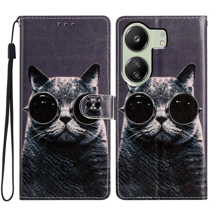 Colored Drawing Leather Phone Case, For Xiaomi Redmi 13C, For Xiaomi Redmi 12C, For Xiaomi Redmi ...