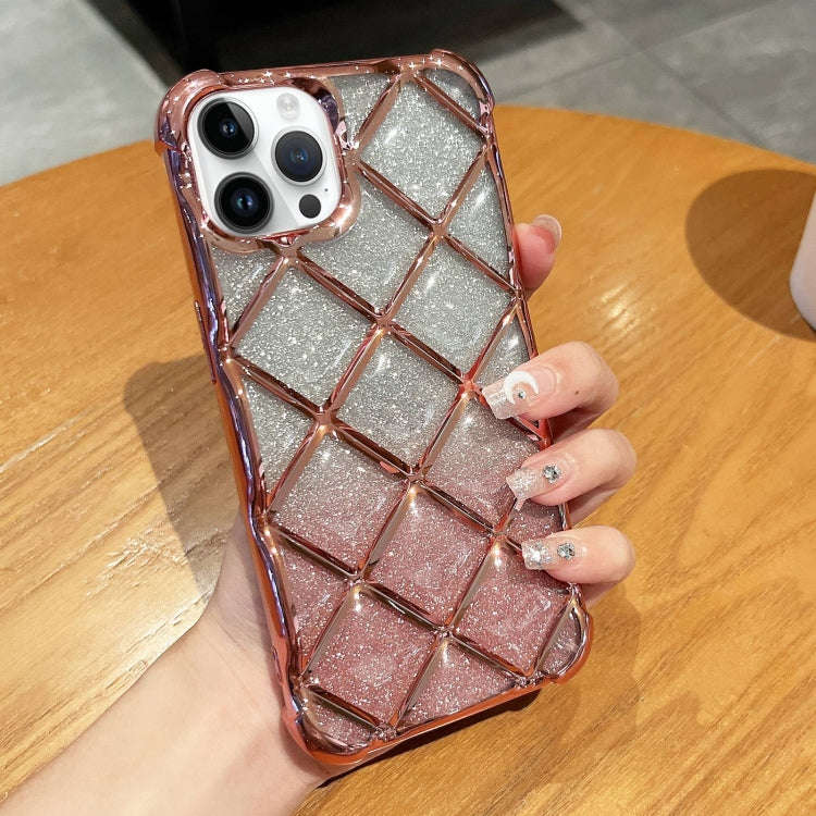3D Diamond Lattice Laser Engraving Glitter Paper Phone Case, For iPhone 15 Pro Max, For iPhone 14...