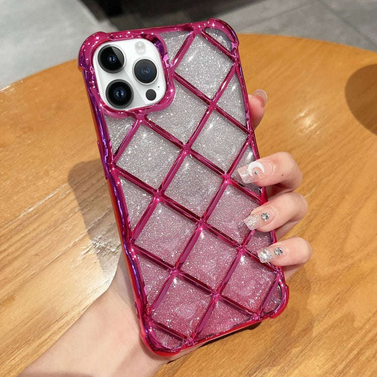 3D Diamond Lattice Laser Engraving Glitter Paper Phone Case, For iPhone 14 / 13, For iPhone 15 Pr...