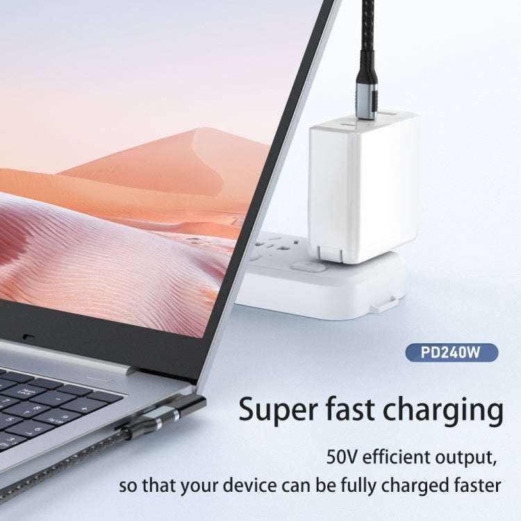 40Gbps 240W USB-C / Type-C Female to USB-C / Type-C Male Side Bend Adapter, Side Bend Adapter