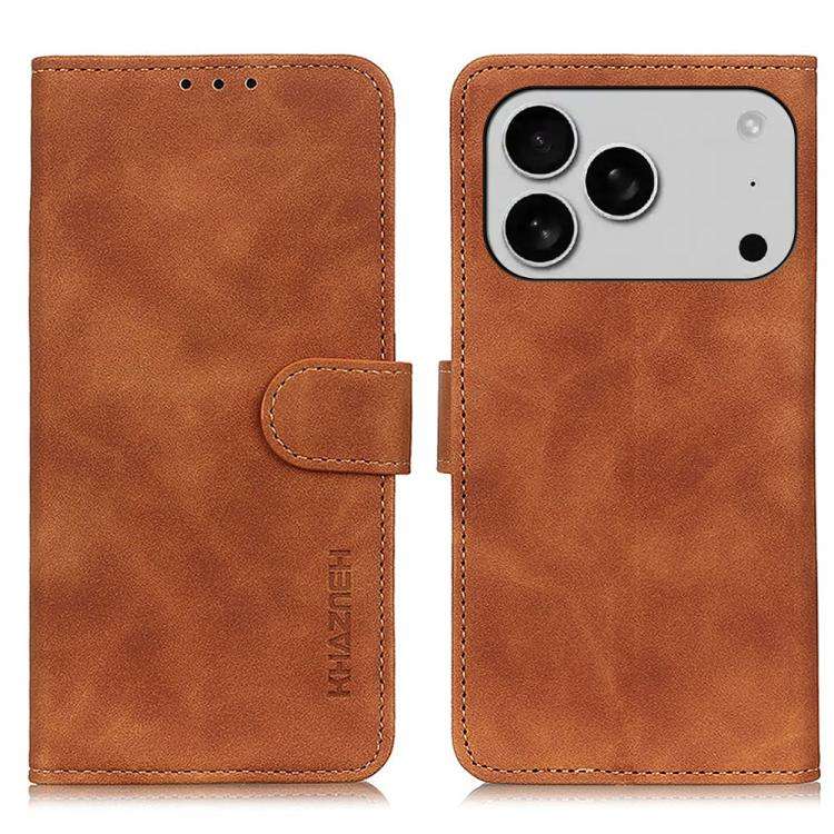 KHAZNEH Retro Texture Leather Phone Case, For iPhone 17 Pro Max, For iPhone 17 Pro, For iPhone 17...