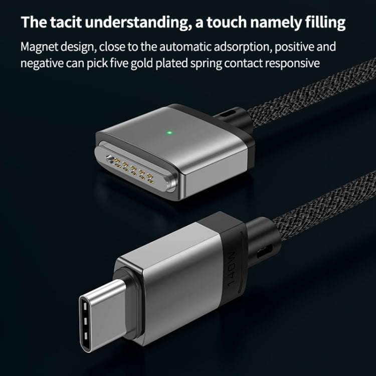 140W Type-C to Magsafe 3 Magnetic Charging Cable, Silver, Blue