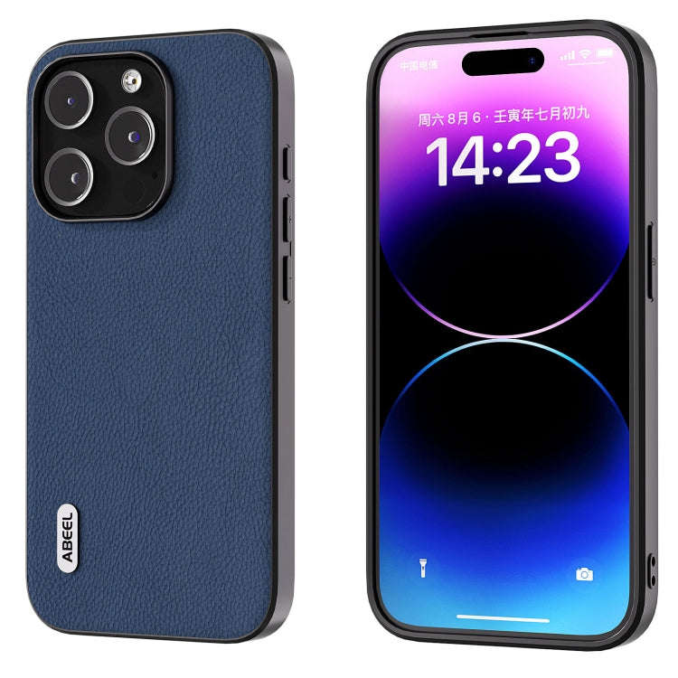 ABEEL Genuine Leather + PC Litchi Texture Phone Case, For iPhone 16 Pro Max, For iPhone 16 Pro, F...