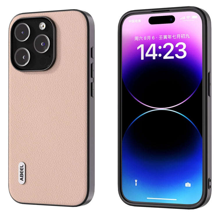 ABEEL Genuine Leather + PC Litchi Texture Phone Case, For iPhone 16 Pro Max, For iPhone 16 Pro, F...