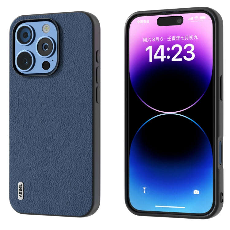 ABEEL Genuine Leather + PC Litchi Texture Phone Case, For iPhone 16 Pro Max, For iPhone 16 Pro, F...