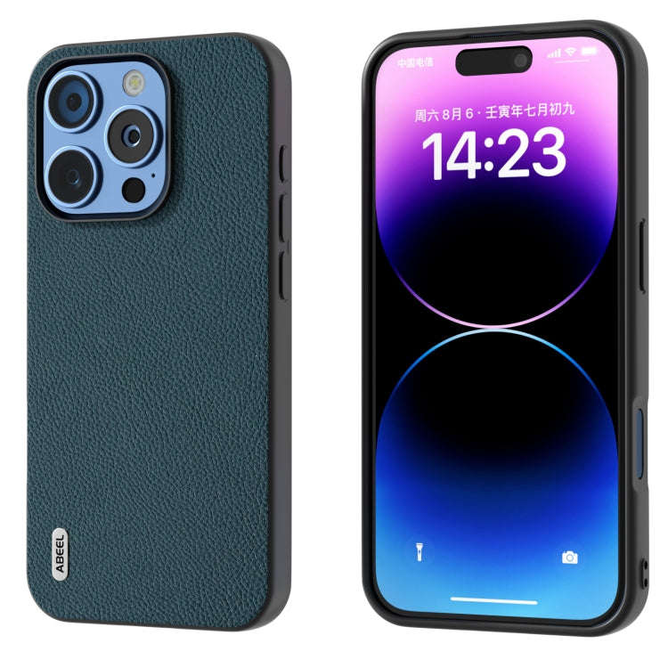 ABEEL Genuine Leather + PC Litchi Texture Phone Case, For iPhone 16 Pro Max, For iPhone 16 Pro, F...