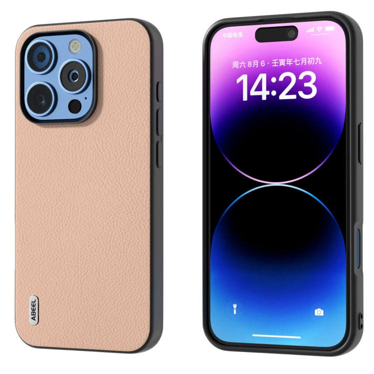 ABEEL Genuine Leather + PC Litchi Texture Phone Case, For iPhone 16 Pro Max, For iPhone 16 Pro, F...